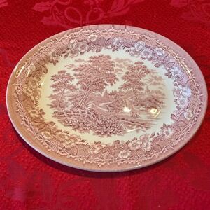 English Ironstone Transferware Platter Late Vintage 11.5" Scenic China England
